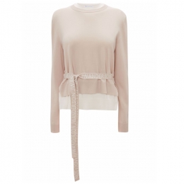 ◆당일◆22SS 로고 레이어드 벨티드 크루넥 니트 베이지/오프화이트 KW0580 YN0184 128