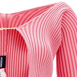 ◆당일◆24FW 라 마이유 프랄루 골드 로고 골지 가디건 베이비핑크 223KN500 2190 431