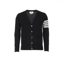 ◆당일◆26SS 사선 완장 클래식 메리노 울 가디건 네이비 MKC002A Y1014 415