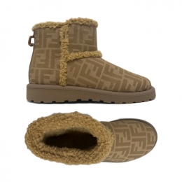 ◆키즈◆키즈 FF 자카드 패턴 퍼 앵클부츠 베이지 JMR538 AJZX F1TPX