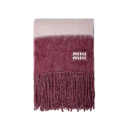 ◆당일◆25FW 로고 패치 스트라이프 모헤어 머플러 아마란스/피치 5FS094 2CVE F04BG