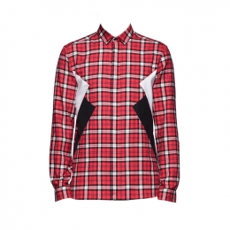◆14주년◆트라이앵글 패치 체크 셔츠 레드 BCM622CV B149C 1192
