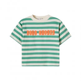 키즈 로고 프린트 모던 스트라이프 티셔츠 오프화이트 B126AC136 199