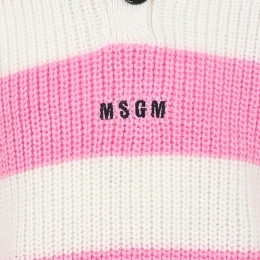 ◆키즈◆23FW 여성 로고 자수 스프라이프 울 니트 아이보리/핑크 F3MSJGJP033 04236
