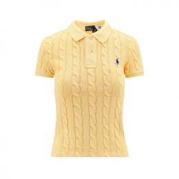 ◆당일◆25FW 포니 자수 케이블 클래식 카라 니트 옐로우 211943010 004