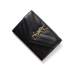 ◆당일◆25FW 금장 모노그램 플랩 카드지갑 블랙 414404 BOW01 1000