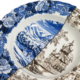 ◆당일◆소프로니아 하이브리드 수프 플레이트 25CM 블루/화이트 09713