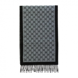 ◆당일◆26SS GG 울 자카드 프린지 머플러 블랙/그레이 835534 4G200 1360