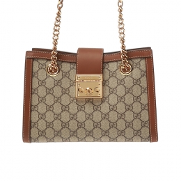 ◆당일◆25FW GG 슈프림 패드락 미디움 체인 숄더&토트백 베이지 498156 KHNKG 8534