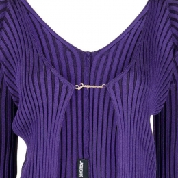 ◆당일◆24FW 라 마이유 프랄루 골드 로고 골지 가디건 퍼플 223KN500 2190 650