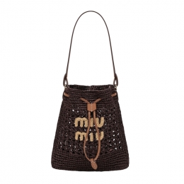 ◆당일◆25FW 로고 라피아 미니 우븐 버킷백 코코아브라운 5ND016 2DO1 F0966