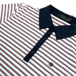 ◆당일◆25SS 여성 퍼포레이트 스트라이프 폴로 티셔츠 멀티컬러 G4LS23K504 SNO