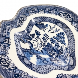 ◆당일◆클래식 글리치 윌로우 디저트 플레이트 21.5CM 블루/화이트 11231