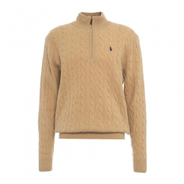 26SS 포니 자수 케이블 하프집업 니트 브라운 710810841 003