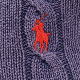 ◆당일◆25FW 포니 자수 케이블 클래식 카라 니트 퍼플 211943010 002