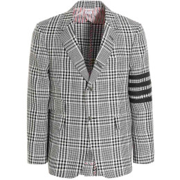 ◆당일◆24FW 사선 완장 체크 블레이저 화이트/블랙 MJC348H 07889 980