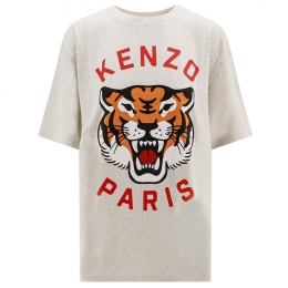 ◆당일◆24SS 럭키 타이거 로고 프린팅 오버핏 티셔츠 그레이 8TS006 4SG 93