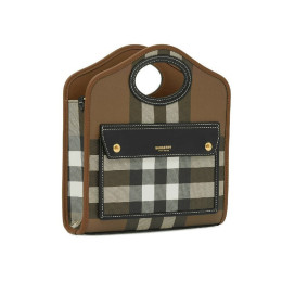 ◆당일◆24FW 자이언트 체크 포켓 토트&크로스백 다크버치브라운 8063124