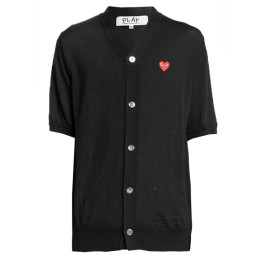 ◆당일◆24FW 하트 로고 브이넥 숏 슬리브 가디건 블랙 AX-N096-051-1