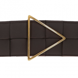 ◆당일◆트라이앵글 버클 인트레치아토 벨트 브라운 651252 VMAY2 2127