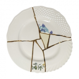 ◆당일◆킨츠기 KINTSUGI 크랙 디너 플레이트 03 27.5CM 화이트/골드 09613