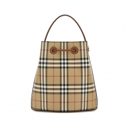 ◆당일◆25FW 빈티지 체크 스몰 드로스트링 버킷백 브라이어브라운 8109795