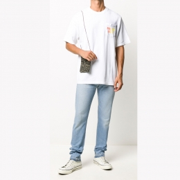 ◆11주년◆네온 그라데이션 로고 프린팅 티셔츠 화이트 FT0002