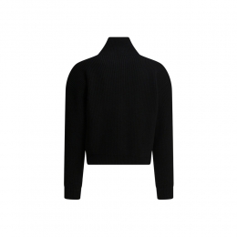 26SS 트리오페 자수 로고 립드 울 트러커 니트 블랙 RY0FA0ZPV 38NO