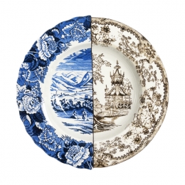 ◆당일◆소프로니아 하이브리드 수프 플레이트 25CM 블루/화이트 09713