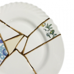 ◆당일◆킨츠기 KINTSUGI 크랙 디너 플레이트 03 27.5CM 화이트/골드 09613