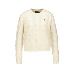 ◆당일◆25FW 포니 로고 자수 클래식 니트 화이트 211A91216 002