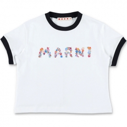 ◆키즈◆25SS 키즈 플로럴 프린트 로고 티셔츠 화이트 M01428 M00HZ 0M100