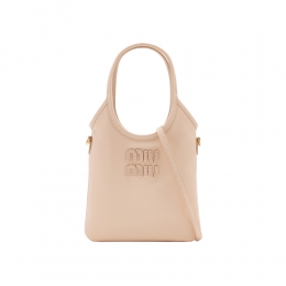 26SS 로고 자수 아이비 레더 핸드백 파우더핑크 5BA281 2IEO F0236