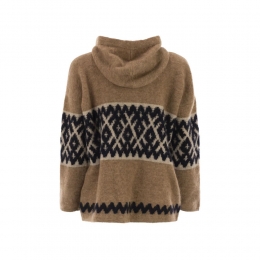 ◆당일◆25FW 아이반 IVAN 모헤어 블렌드 자카드 니트 후드티 브라운 2529366193 005