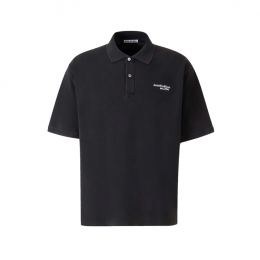 ◆당일◆26SS 워싱 자수 로고 카라 티셔츠 블랙 BL0433 900