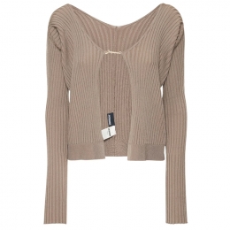 ◆당일◆24FW 라 마이유 프랄루 골드 로고 골지 가디건 다크베이지 223KN500 2190 180