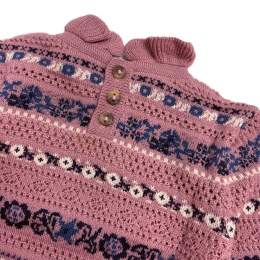 ◆키즈◆키즈 아일릿 리본 패턴 파멜라 니트 앤틱로즈 K2000W25 0D2