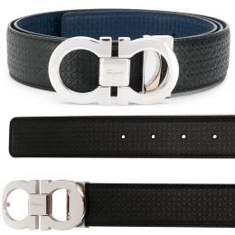 ◆당일◆25FW 은장 더블 간치니 양면 벨트 블랙/네이비 67-9535 0714462