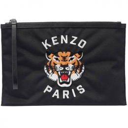 ◆당일◆24SS 타이거 로고 자수 라지 클러치백 블랙 5PM612 F27 99