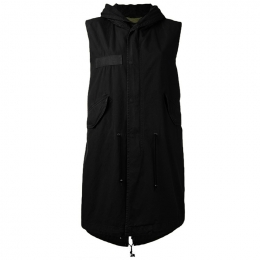 ◆12주년◆후드 롱 조끼 야상자켓 블랙 WL108S 9001