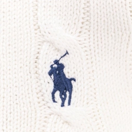 ◆당일◆25FW 포니 자수 케이블 클래식 카라 니트 화이트 211943010 001