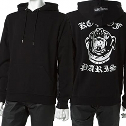 ◆10주년◆ 백 도그 로고 프린팅 후드티 블랙 LA04HOO83BK