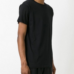 ◆10주년◆ 백 스퀘어 로고 프린팅 티셔츠 블랙 LA04TEE76BK