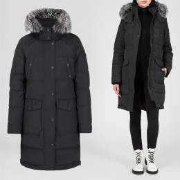 ◆당일◆18F/W 살몬 리버 SALMON RIVER 실버 퍼 패딩 블랙 MK8611LMWP 310