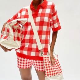 ◆당일◆22FW 올오버 체크 토트&숄더백 파피 BG79S4 POPPY