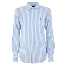 ◆당일◆25FW 포니 로고 자수 스트라이프 셔츠 스카이블루 211891377 004