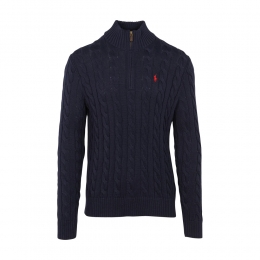 26SS 포니 자수 케이블 하프집업 니트 블루 710810841 001