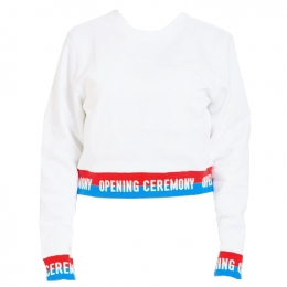 ◆11주년◆로고 트리밍 크롭 맨투맨 화이트  W17TDG12059 1100