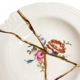 ◆당일◆킨츠기 KINTSUGI 크랙 수프 플레이트 02 22CM 화이트/골드 09622