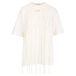 ◆12주년◆여성 마크라메 태슬 로고 티셔츠 아이보리 3241MDM104 227298 03